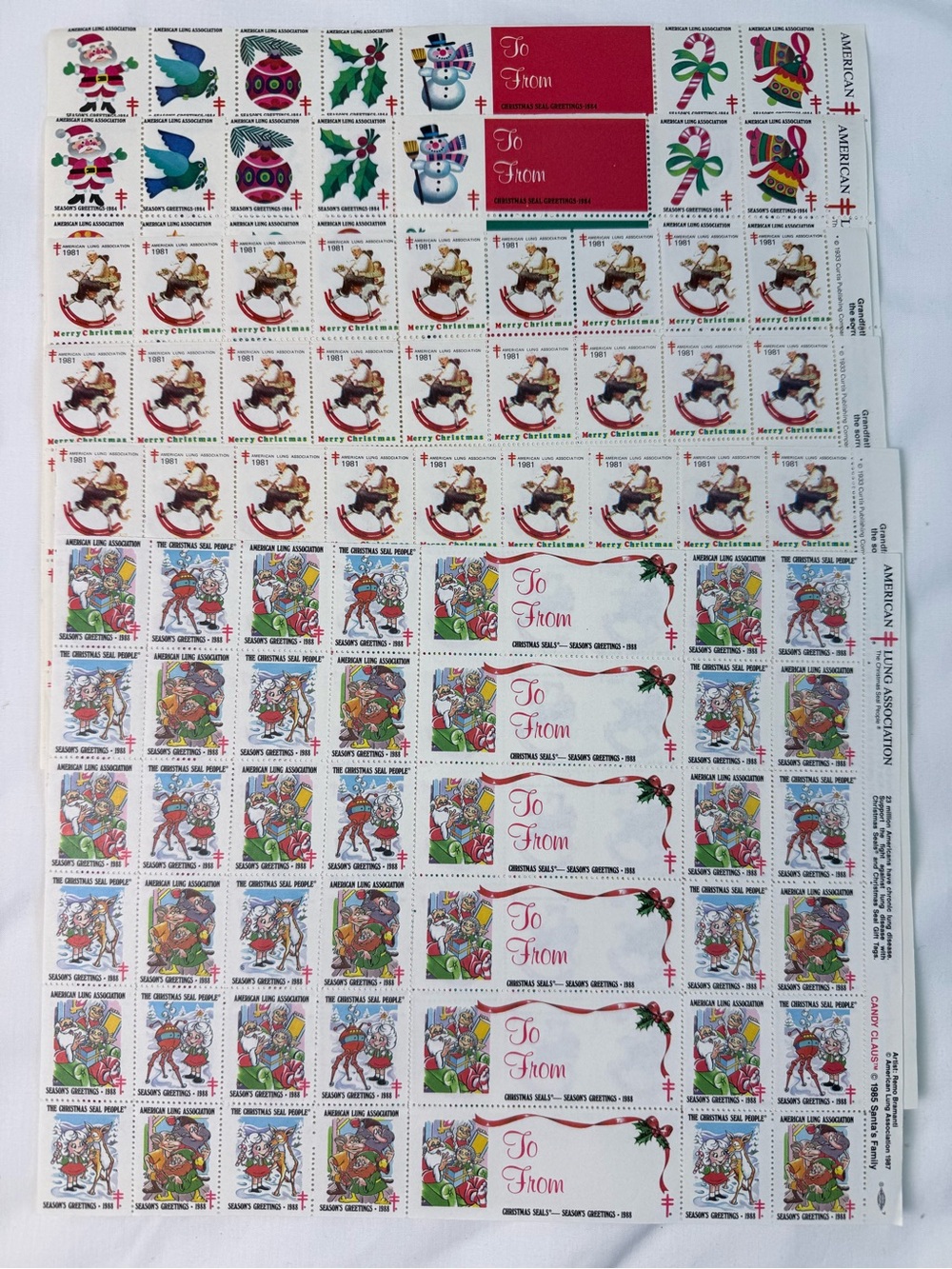 Vintage American Lung Association “Cinderella” Stamp Sheet Christmas Theme